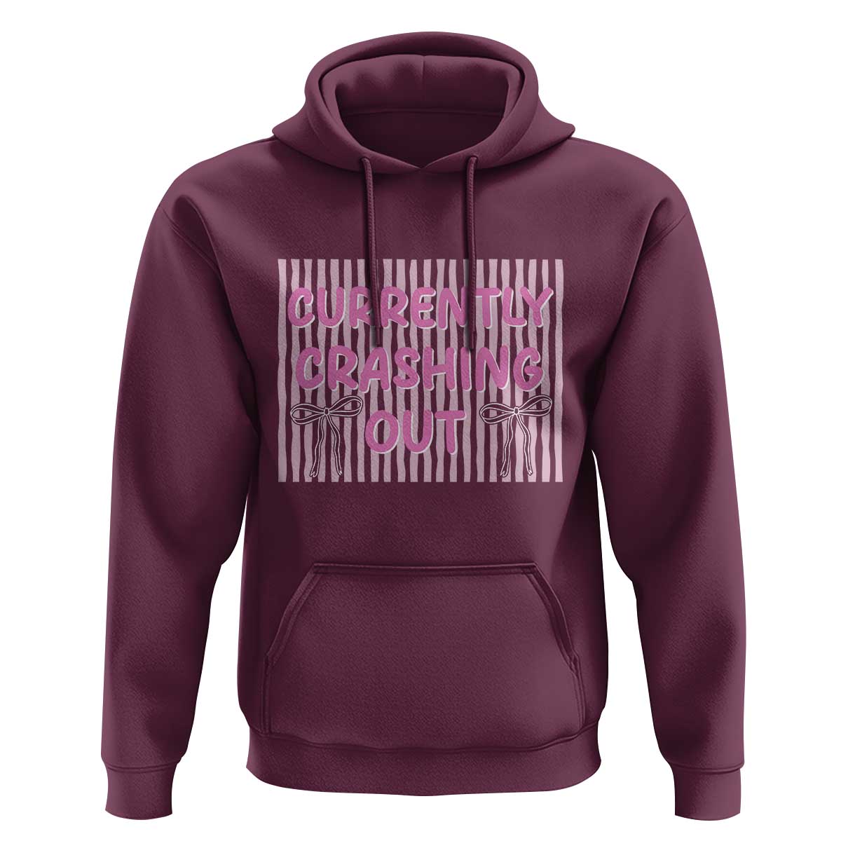 Currently Crashing Out Hoodie Coquette Pink Bow Sarcastic Funny Quote