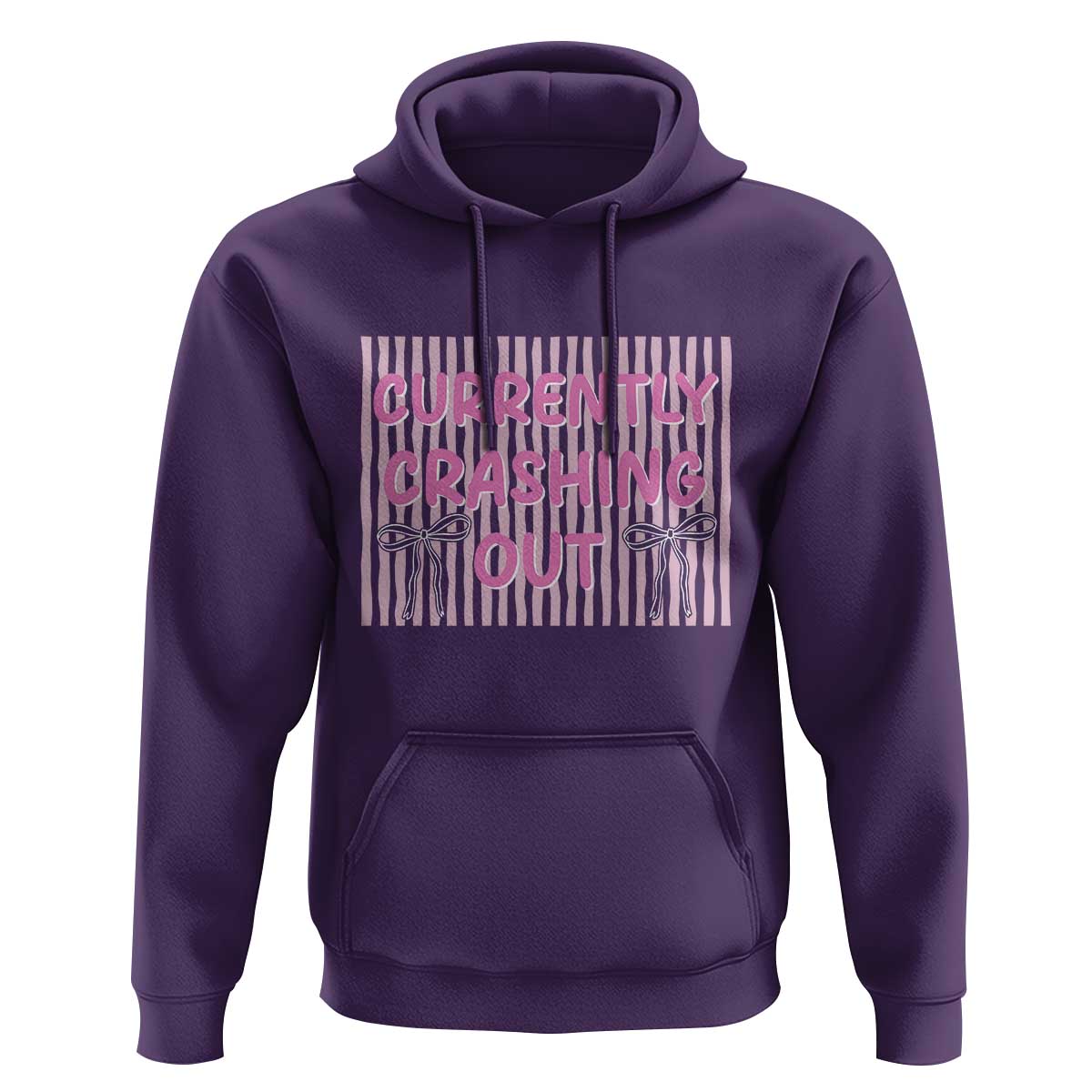 Currently Crashing Out Hoodie Coquette Pink Bow Sarcastic Funny Quote