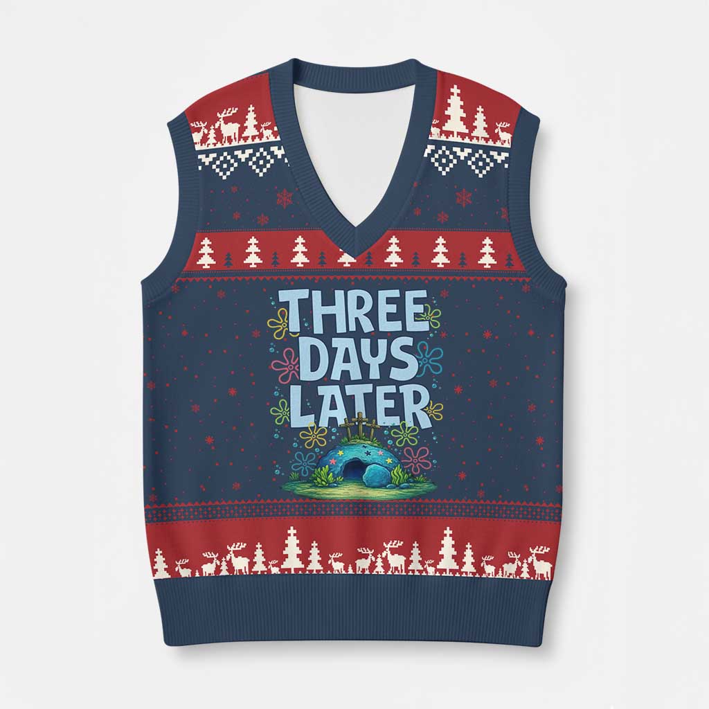 3 Days Later V-Neck Knit Sweater Vest Funny Easter Christian
