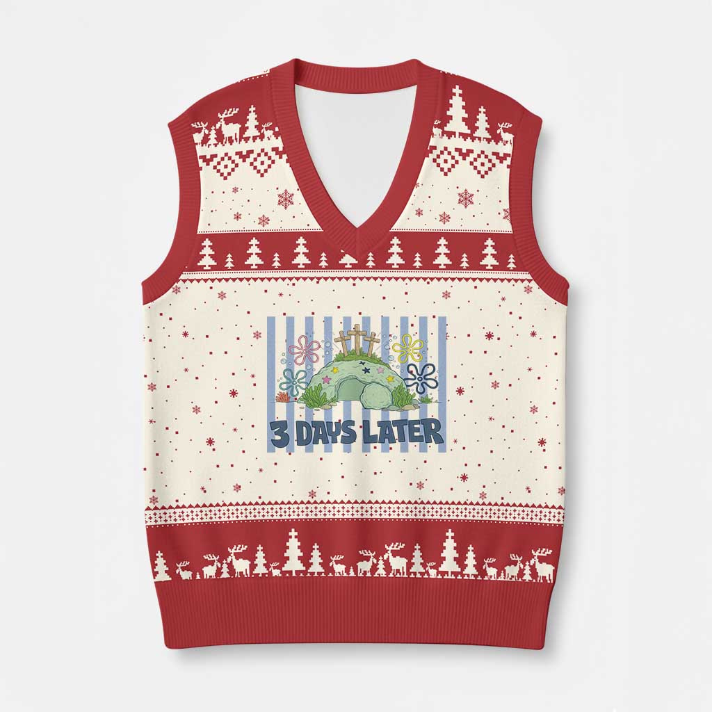 3 Days Later V-Neck Knit Sweater Vest Funny Easter Christian Faith Meme