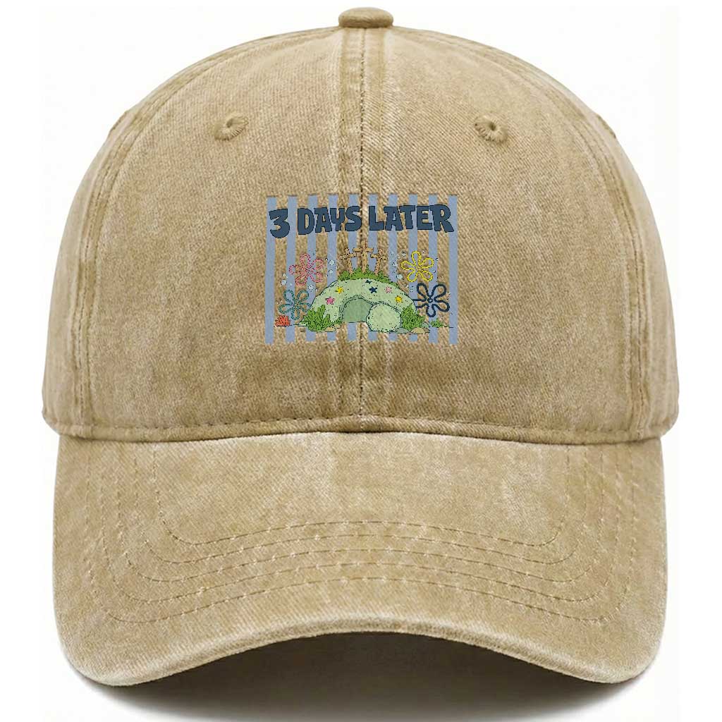 3 Days Later Washed Cotton Baseball Cap Funny Easter Christian Faith Meme