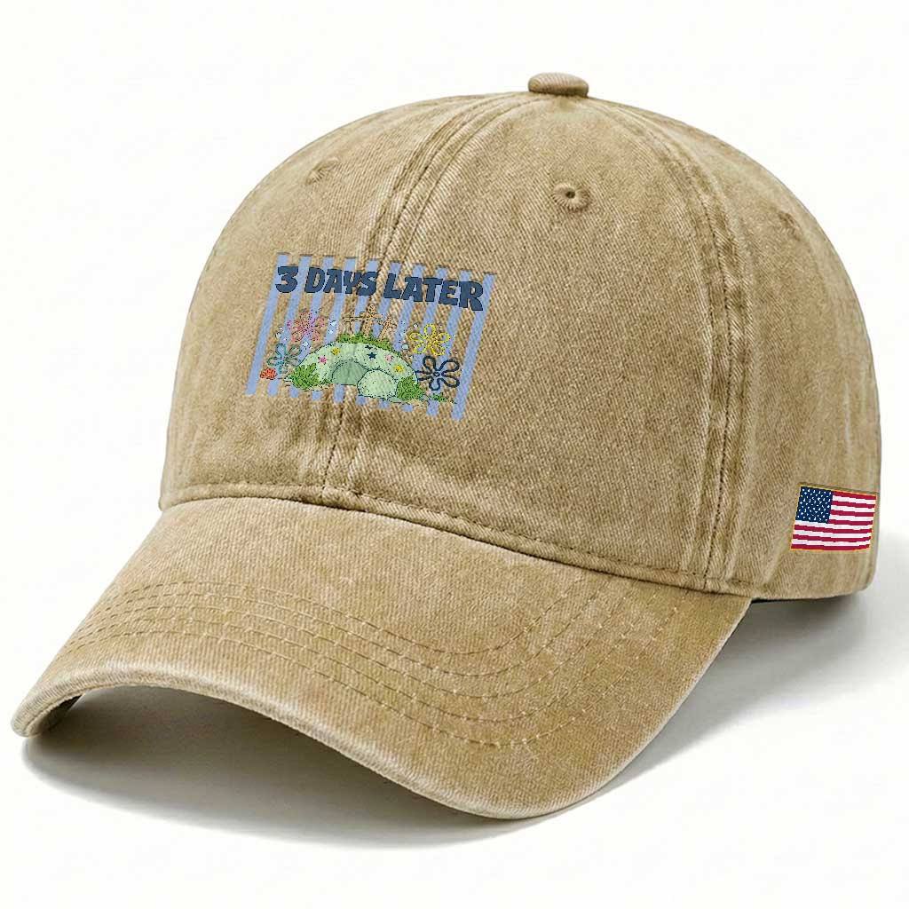 3 Days Later Washed Cotton Baseball Cap Funny Easter Christian Faith Meme