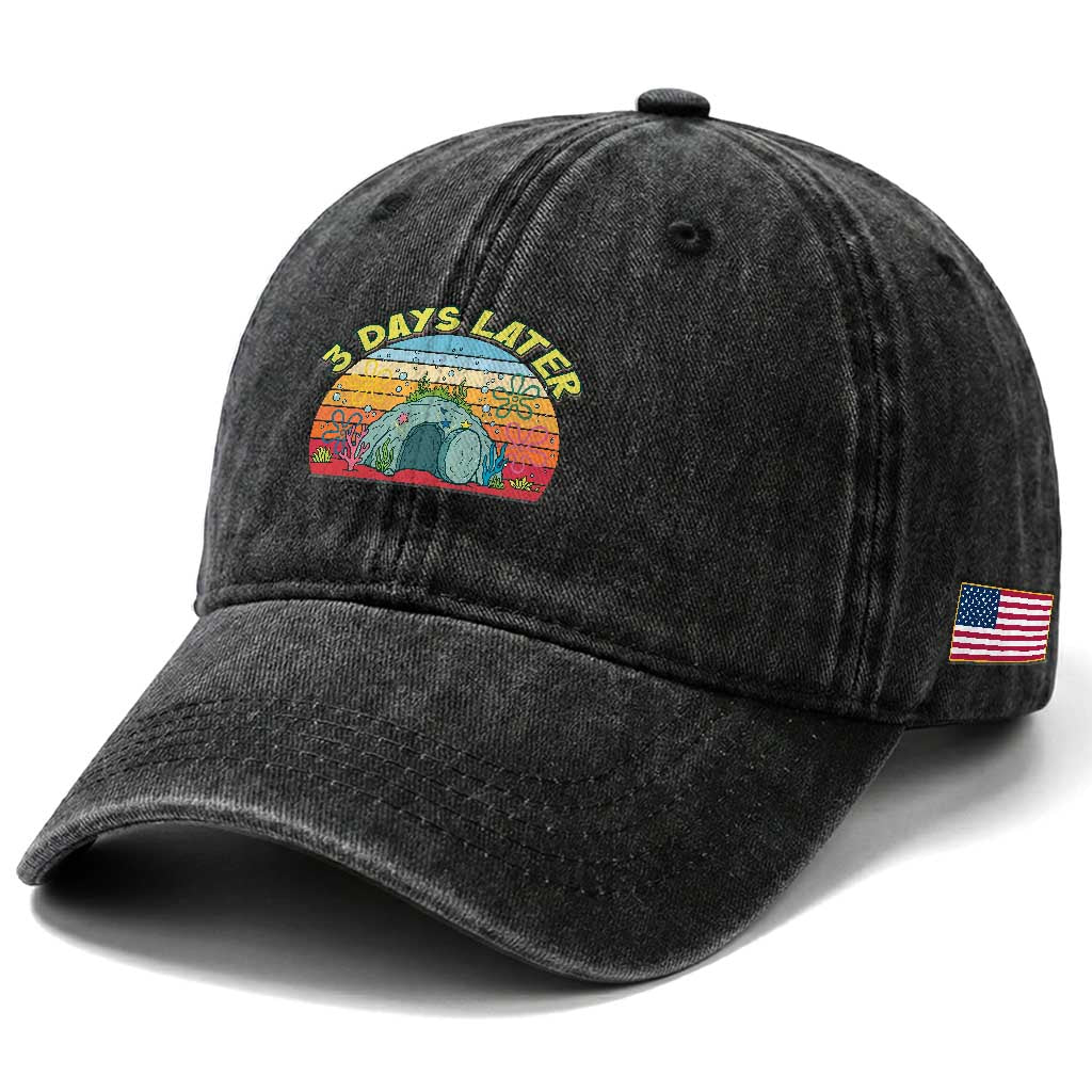 3 Days Later Christian Resurrection Washed Cotton Baseball Cap Funny Easter Jesus Meme