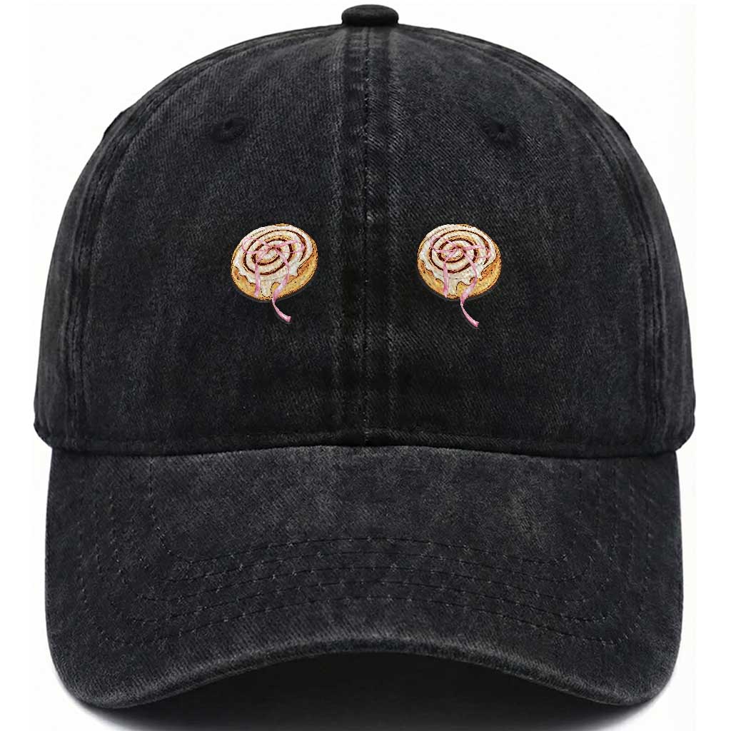 Funny Cinnamon Roll Washed Cotton Baseball Cap Double Bakery Meme