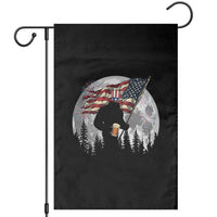 Bigfoot Drinking Beer 4th of July Garden Flag Sasquatch Hiking Moon American Flag