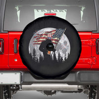 Bigfoot Drinking Beer 4th of July Spare Tire Cover Sasquatch Hiking Moon American Flag