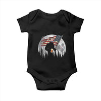 Bigfoot Drinking Beer 4th of July Baby Onesie Sasquatch Hiking Moon American Flag