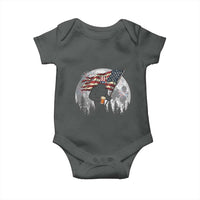 Bigfoot Drinking Beer 4th of July Baby Onesie Sasquatch Hiking Moon American Flag