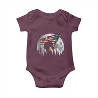 Bigfoot Drinking Beer 4th of July Baby Onesie Sasquatch Hiking Moon American Flag