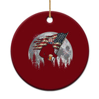 Bigfoot Drinking Beer 4th of July Ceramic Ornament Sasquatch Hiking Moon American Flag