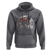 Bigfoot Drinking Beer 4th of July Hoodie Sasquatch Hiking Moon American Flag