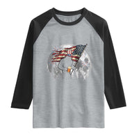 Bigfoot Drinking Beer 4th of July Raglan Shirt Sasquatch Hiking Moon American Flag