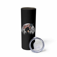 Bigfoot Drinking Beer 4th of July Skinny Tumbler Sasquatch Hiking Moon American Flag