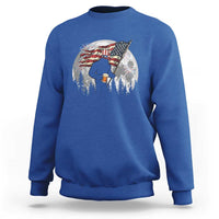 Bigfoot Drinking Beer 4th of July Sweatshirt Sasquatch Hiking Moon American Flag