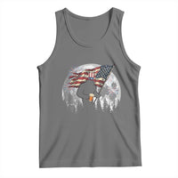 Bigfoot Drinking Beer 4th of July Tank Top Sasquatch Hiking Moon American Flag