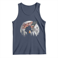 Bigfoot Drinking Beer 4th of July Tank Top Sasquatch Hiking Moon American Flag