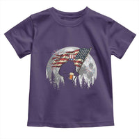 Bigfoot Drinking Beer 4th of July Toddler T Shirt Sasquatch Hiking Moon American Flag