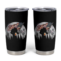Bigfoot Drinking Beer 4th of July Tumbler Cup Sasquatch Hiking Moon American Flag