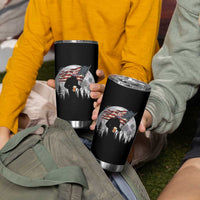 Bigfoot Drinking Beer 4th of July Tumbler Cup Sasquatch Hiking Moon American Flag