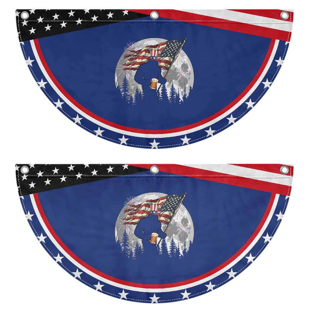 Bigfoot Drinking Beer 4th of July Patriotic Fan Flag Sasquatch Hiking Moon American Flag