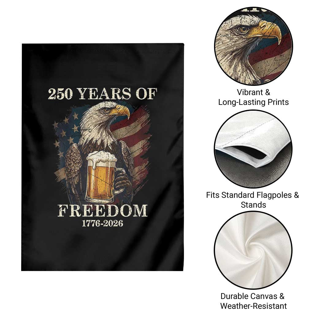 250 Years Of Freedom Garden Flag Bald Eagle Drinking Beer American Flag