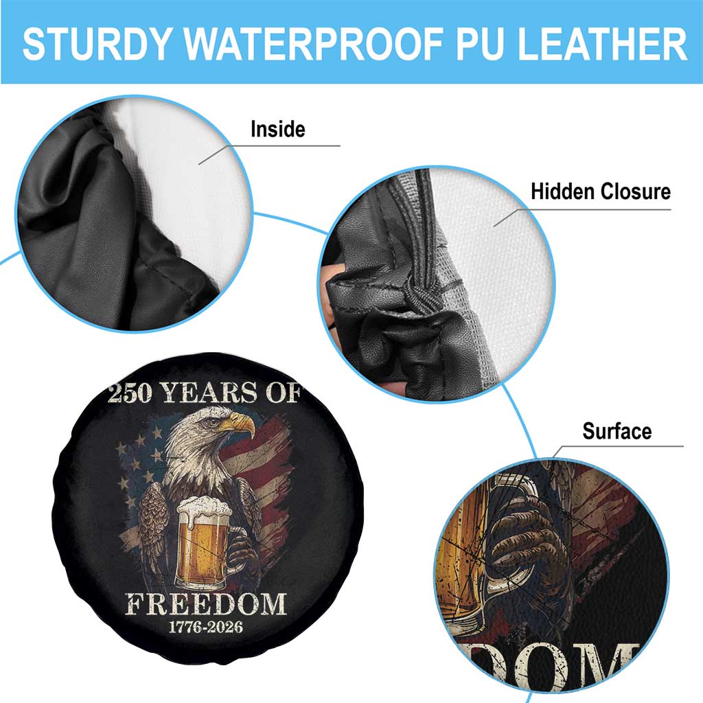 250 Years Of Freedom Spare Tire Cover Bald Eagle Drinking Beer American Flag