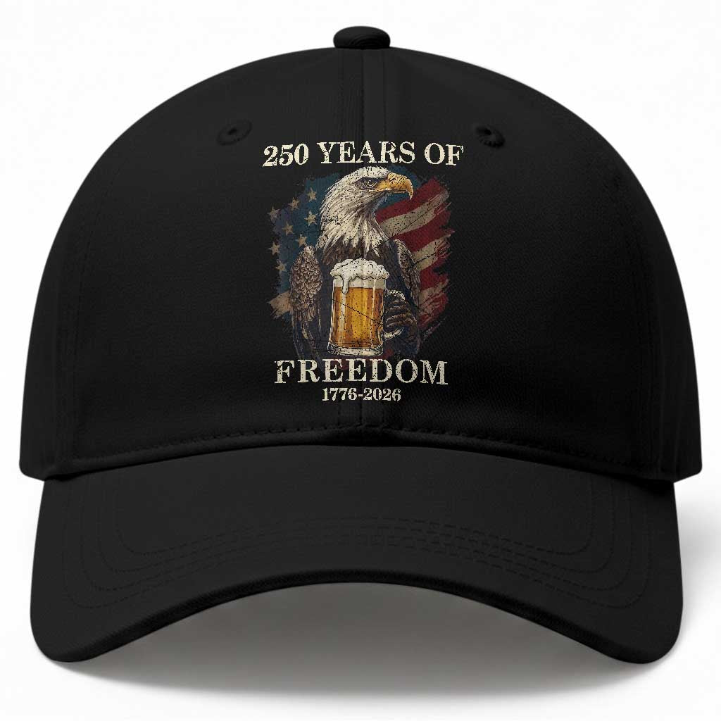 250 Years Of Freedom Baseball Cap Bald Eagle Drinking Beer American Flag