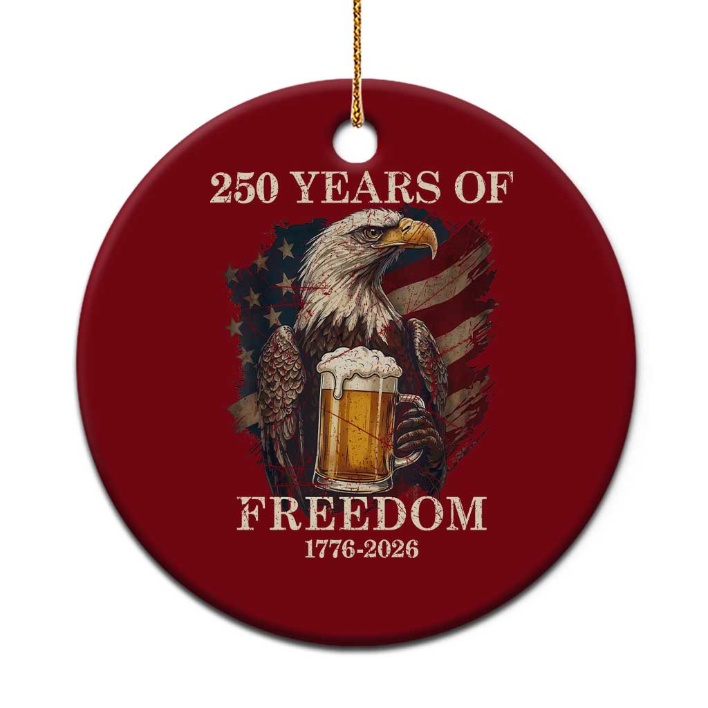 250 Years Of Freedom Ceramic Ornament Bald Eagle Drinking Beer American Flag