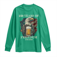 250 Years Of Freedom Long Sleeve Shirt Bald Eagle Drinking Beer American Flag