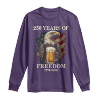 250 Years Of Freedom Long Sleeve Shirt Bald Eagle Drinking Beer American Flag
