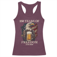 250 Years Of Freedom Racerback Tank Top Bald Eagle Drinking Beer American Flag