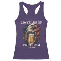 250 Years Of Freedom Racerback Tank Top Bald Eagle Drinking Beer American Flag