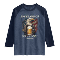 250 Years Of Freedom Raglan Shirt Bald Eagle Drinking Beer American Flag