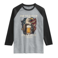 250 Years Of Freedom Raglan Shirt Bald Eagle Drinking Beer American Flag