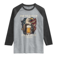 250 Years Of Freedom Raglan Shirt Bald Eagle Drinking Beer American Flag