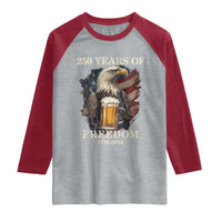 250 Years Of Freedom Raglan Shirt Bald Eagle Drinking Beer American Flag