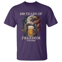 250 Years Of Freedom T Shirt Bald Eagle Drinking Beer American Flag