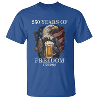 250 Years Of Freedom T Shirt Bald Eagle Drinking Beer American Flag