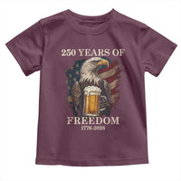 250 Years Of Freedom Toddler T Shirt Bald Eagle Drinking Beer American Flag