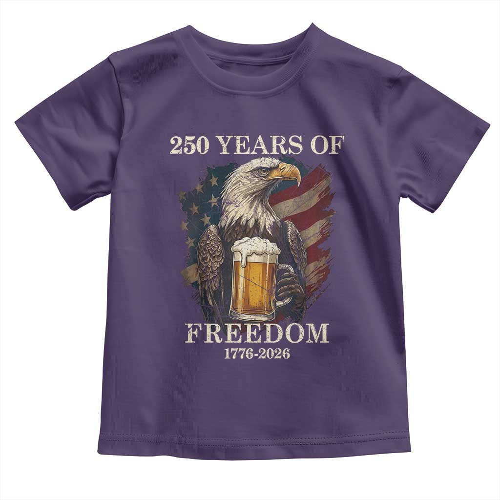 250 Years Of Freedom Toddler T Shirt Bald Eagle Drinking Beer American Flag