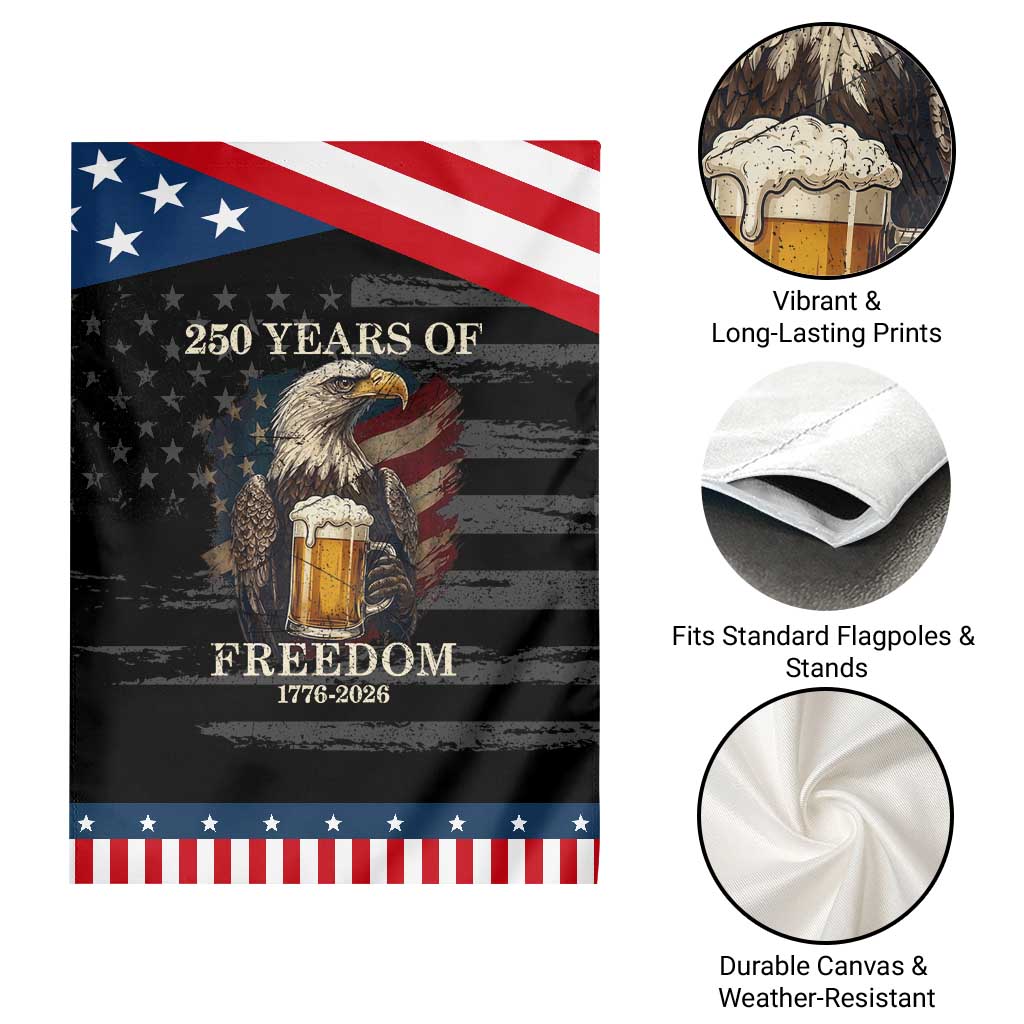 250 Years Of Freedom Patriotic Garden Flag Bald Eagle Drinking Beer American Flag