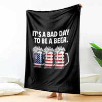 Beer American Flag 4th of July Throw Blanket Bad Day to Be A Beer