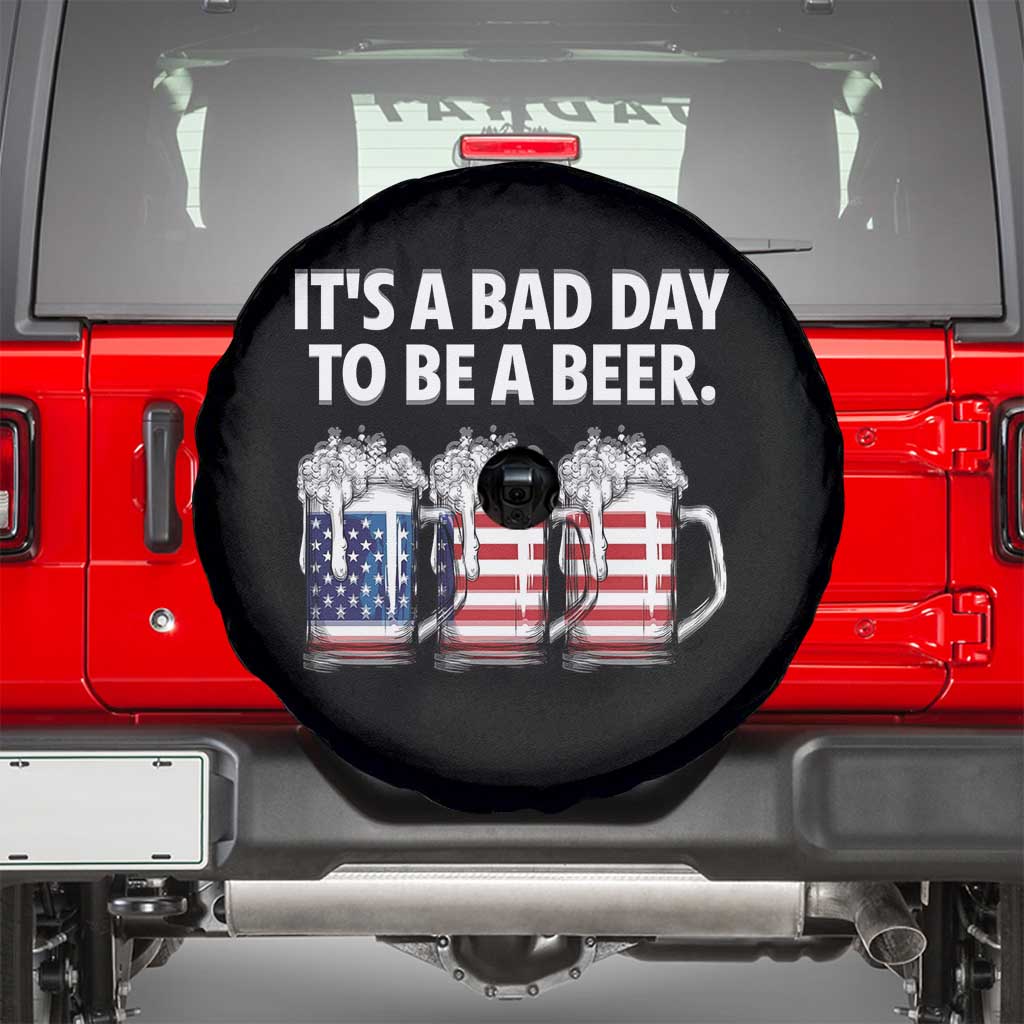 Beer American Flag 4th of July Spare Tire Cover Bad Day to Be A Beer