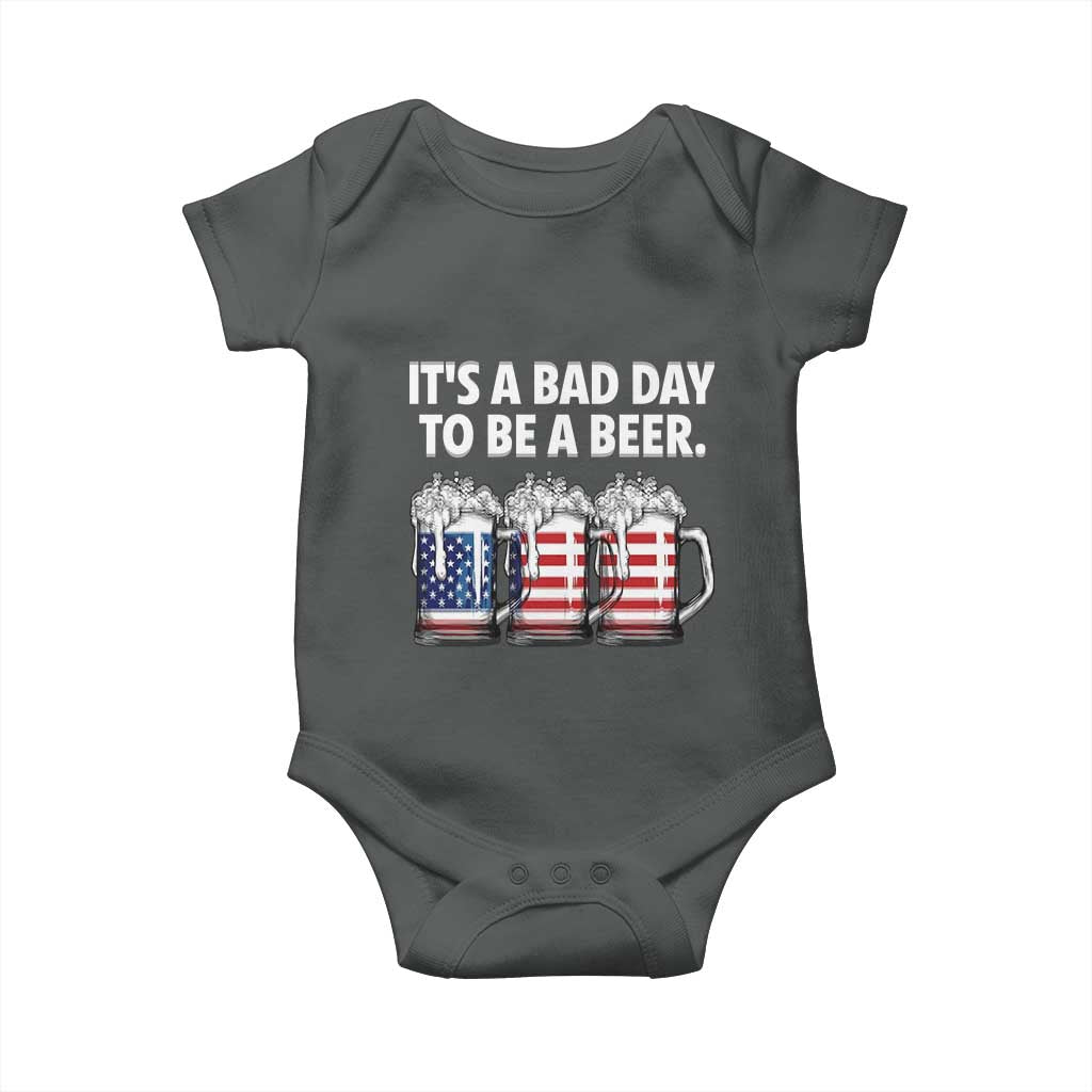 Beer American Flag 4th of July Baby Onesie Bad Day to Be A Beer