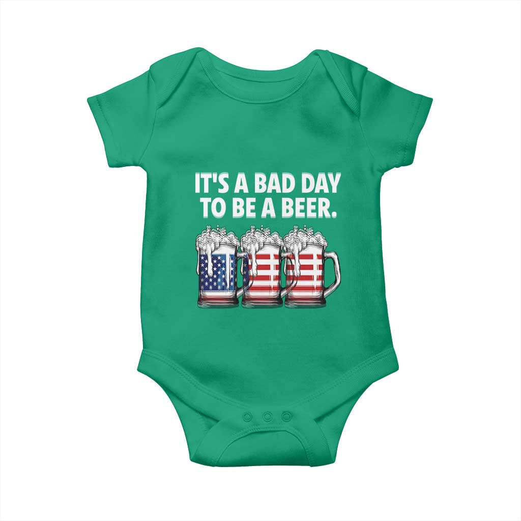 Beer American Flag 4th of July Baby Onesie Bad Day to Be A Beer