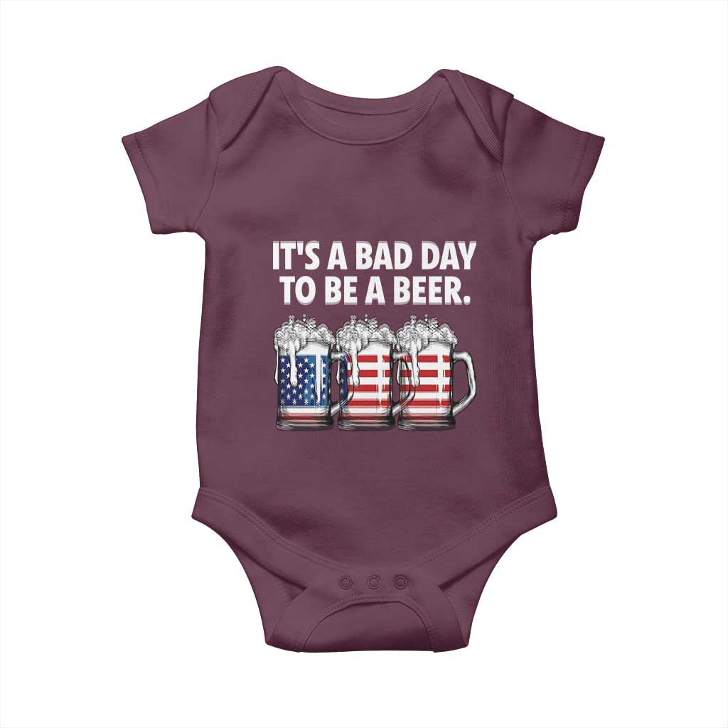 Beer American Flag 4th of July Baby Onesie Bad Day to Be A Beer
