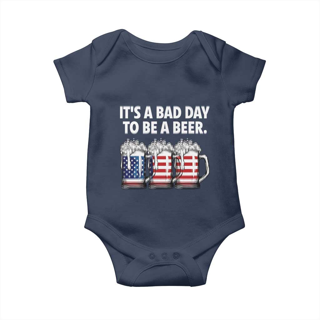 Beer American Flag 4th of July Baby Onesie Bad Day to Be A Beer