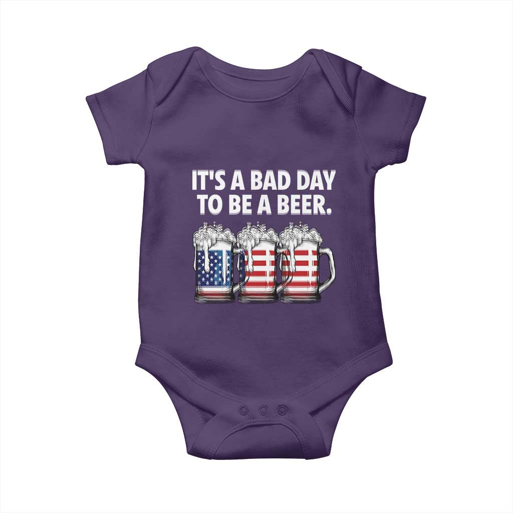 Beer American Flag 4th of July Baby Onesie Bad Day to Be A Beer