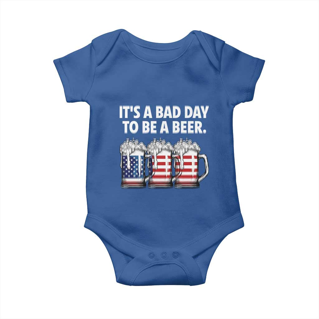 Beer American Flag 4th of July Baby Onesie Bad Day to Be A Beer