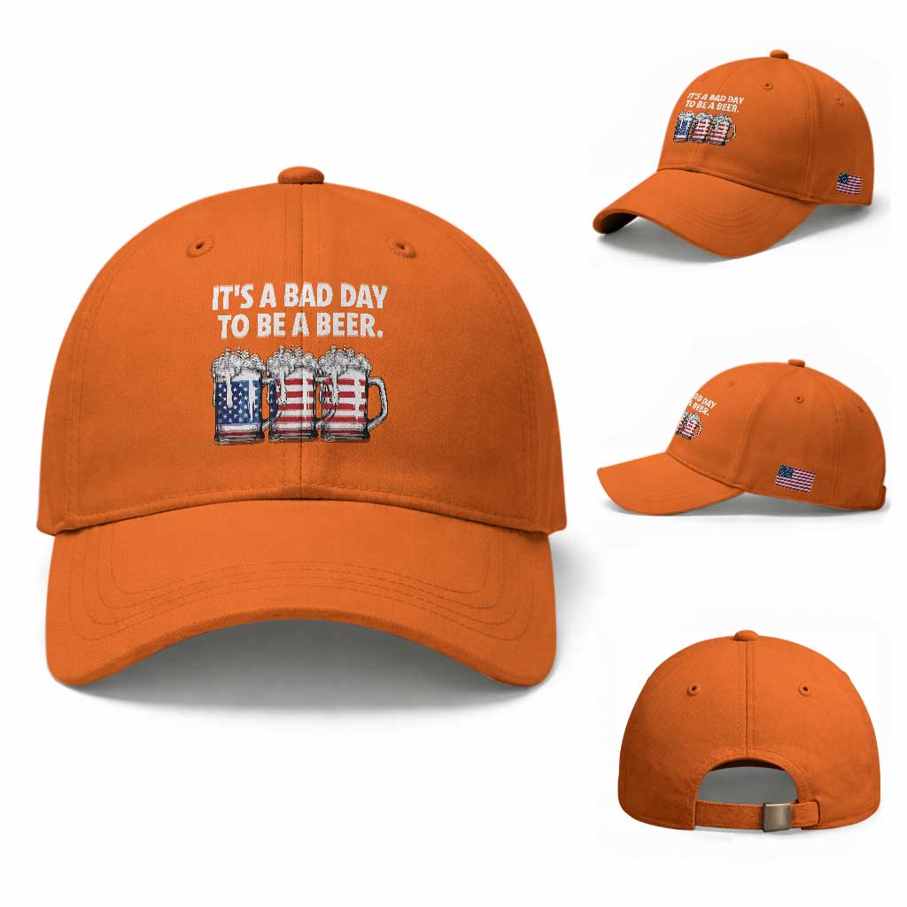 Beer American Flag 4th of July Baseball Cap Bad Day to Be A Beer